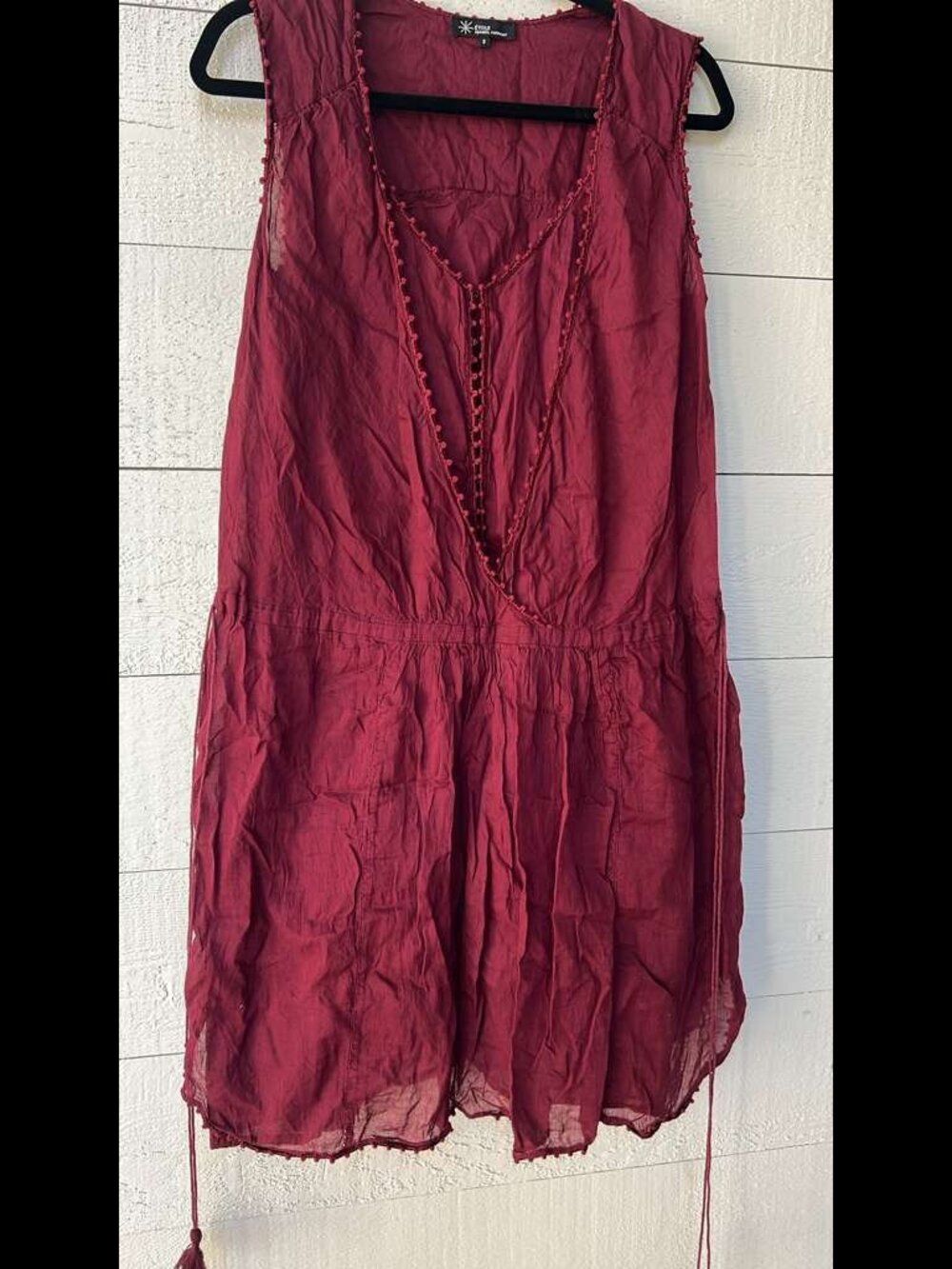 Isabel Marant Étoile Burgundy Silk Blend Tunic Boho Mini Dress M #509